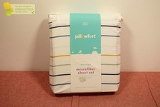 Pillowfort Twin Microfiber Kids' Sheet Set Blue Striped