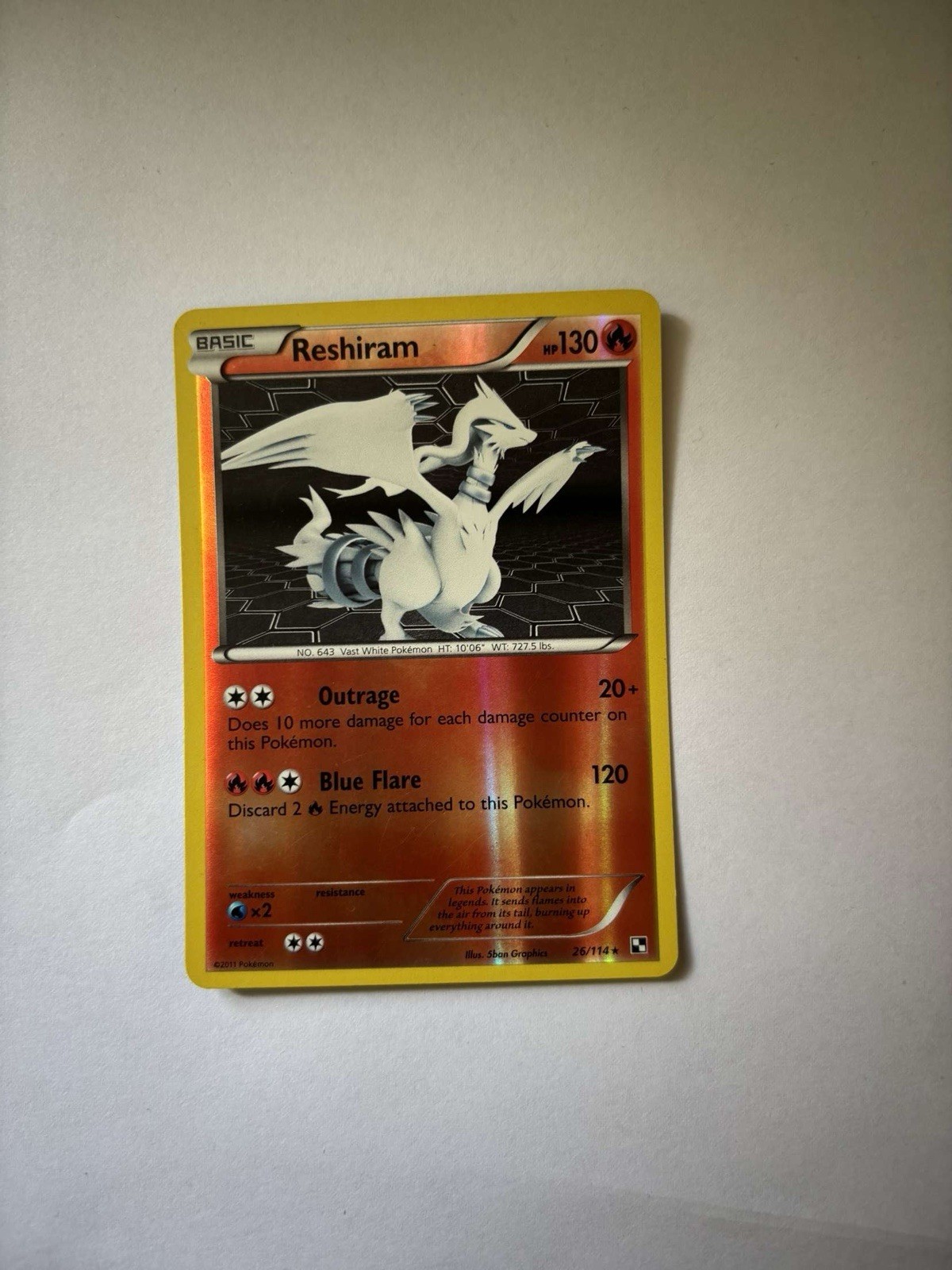 Reshiram 26/114 Reverse Holo Rare Black & White - Pokemon TCG.