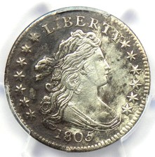 1805 Draped Bust Dime 10C Coin - Certified PCGS AU Details - Rare Date in AU!