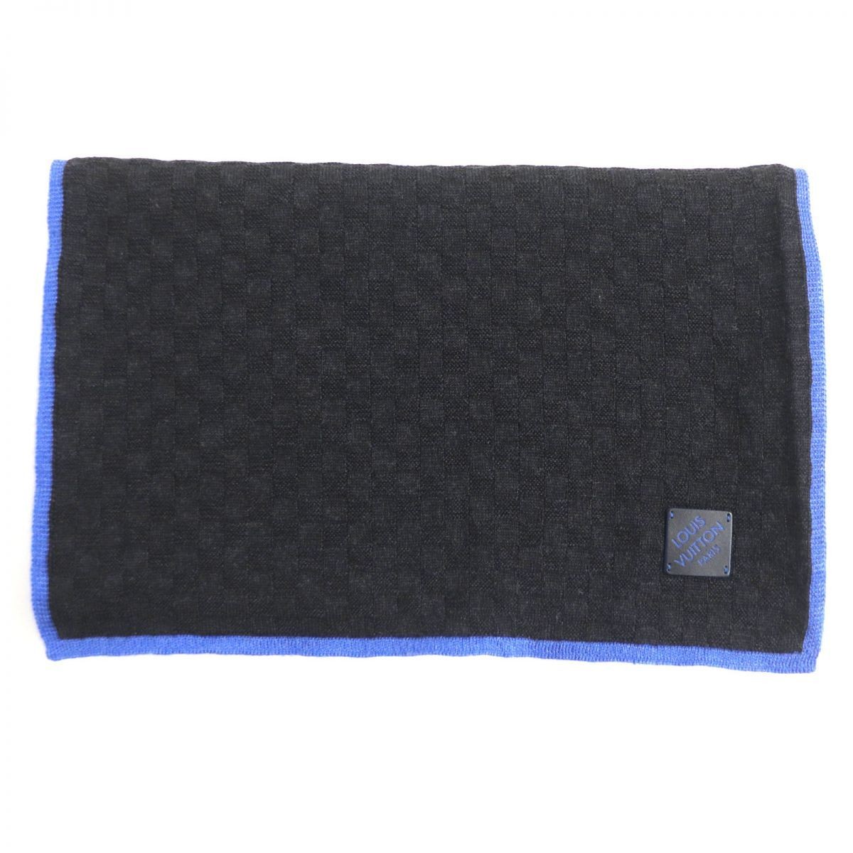 LOUIS VUITTON Edge Logo Damier Silk Thermal Scarf with Leather Patch