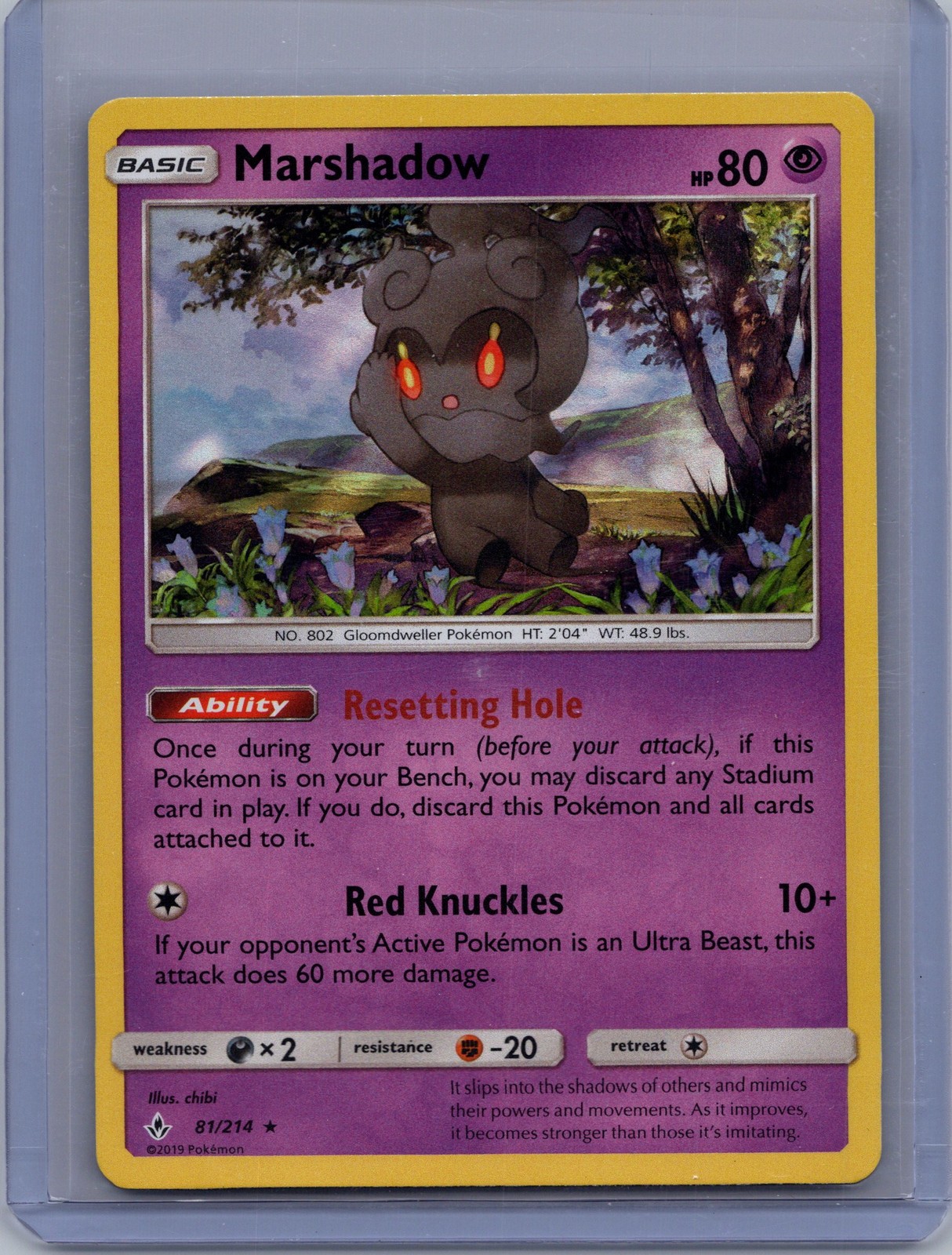 2019 Pokémon TCG Unbroken Bonds Marshadow #81/214 Regular Rare NM