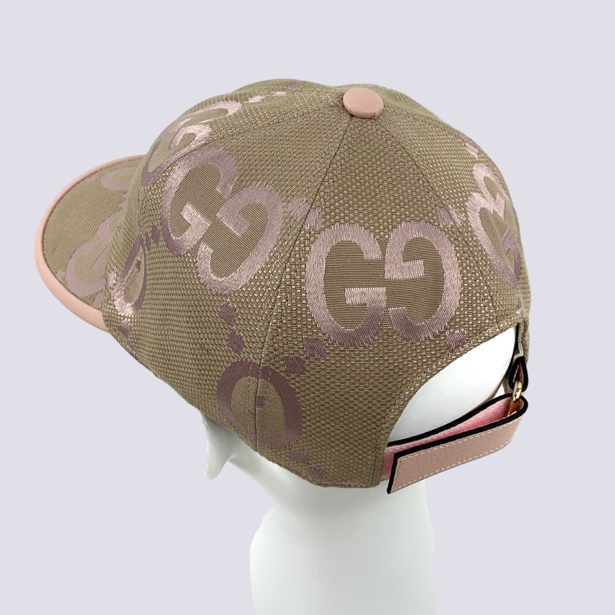Gucci GG Monogram Jumbo Jacquard Canvas Baseball Cap Hat Pink Size