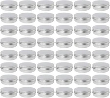 48 Pack 2 Oz Metal Round Tins Aluminum Tin Cans Containers with Screw Lid 