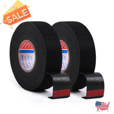 2 Rolls 50Ft Black Wire Harness Cloth Tape Noise Dampening Heat Resistant