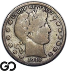 1910-S Barber Half Dollar, Silver 50C, G-VG Grade, San Francisco Mint