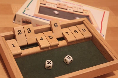 WIE NEU: Würfelspiel "Shut the Box" ~ Holzspiel ~ Rechnen lernen-Vorschule-Mathe - Bild 1 von 4