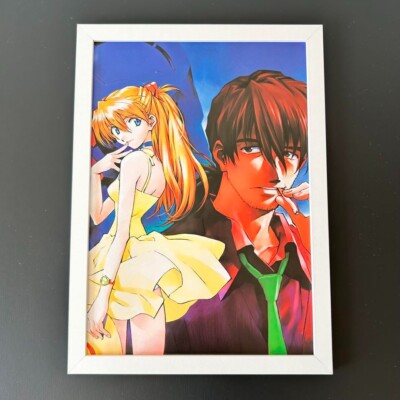 Evangelion Asuka Shinji A4 Size Double Sided Illustration Framed