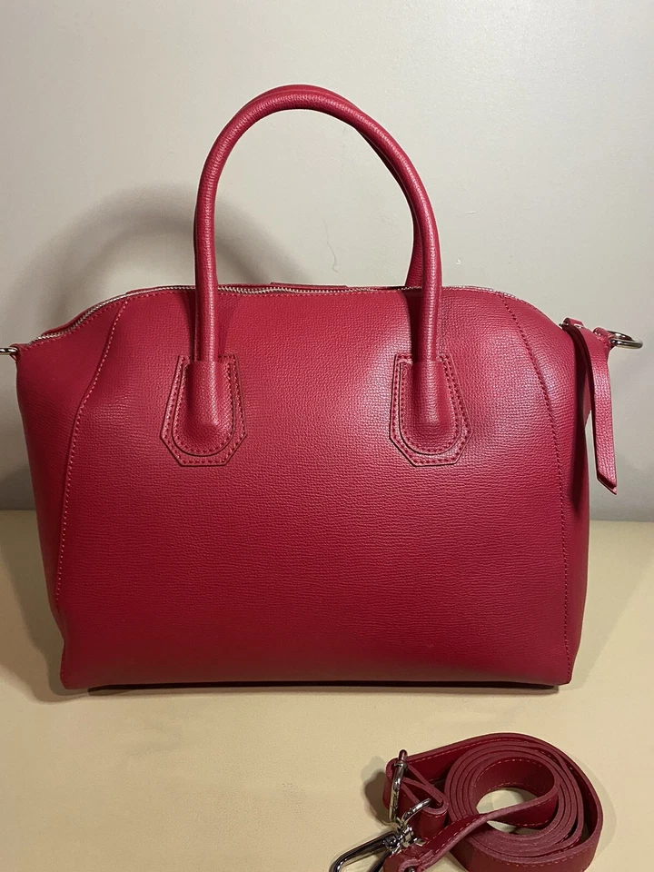 Nueva Cartera de Cuero Laura Di Maggio Roja Hecha a Mano 13L/11W/7D Hecha en Italia Foto 3 de 4