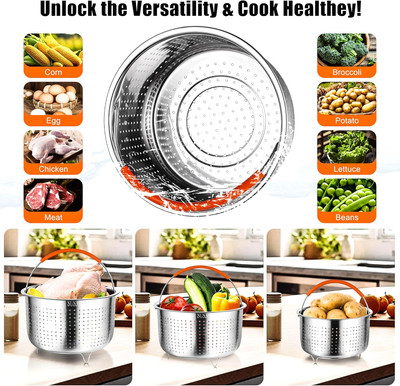 Vegetable Steamer Basket for Pot, Instant Pot Accessories 3Qt, Stainless Stee...