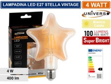LAMPADINA LED VINTAGE A FORMA DI STELLA E27 4W VETRO AMBRATO LUCE CALDA 2500K