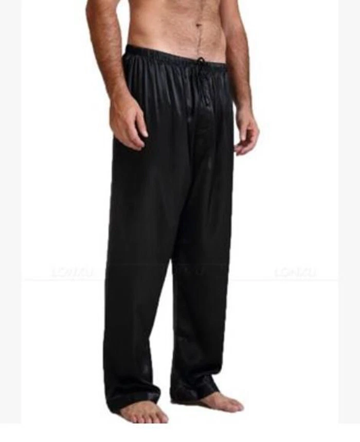 Pyjamas Pants Sleep Bottoms Nightwear Sleepwear Mens Silk Satin Pajamas — 第 4/4 张图片
