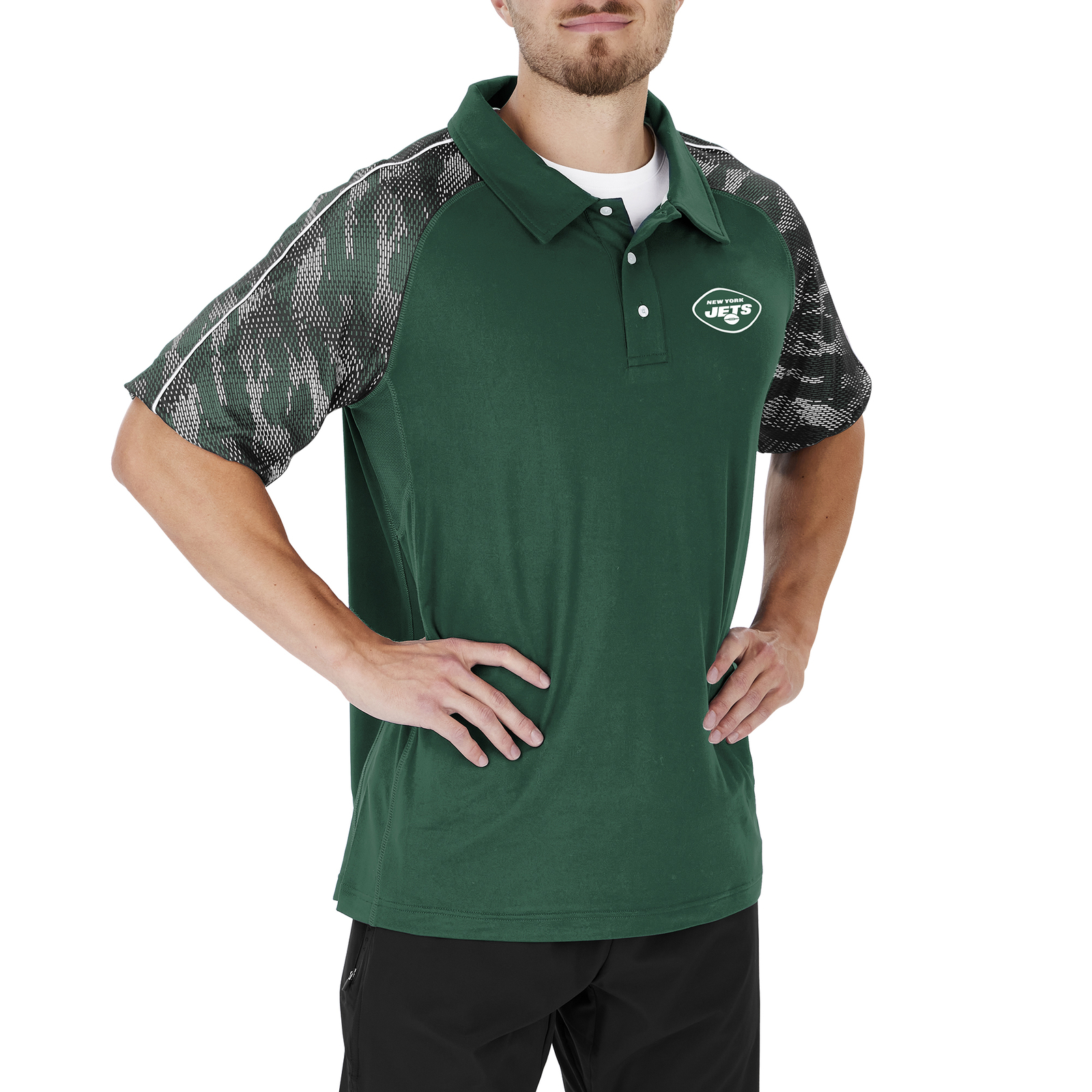 Мужское поло Zubaz NFL New York Jets Elevatored Field Polo с принтом Viper