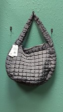 SOL and SELENE Dark Grey Woven Shoulder Bag Purse NWT Large Tote Bag Puffer Fall