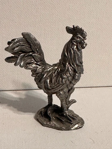 Miniature Pewter Animals ROOSTER 2 1/4" tall. very detailed  Vintage