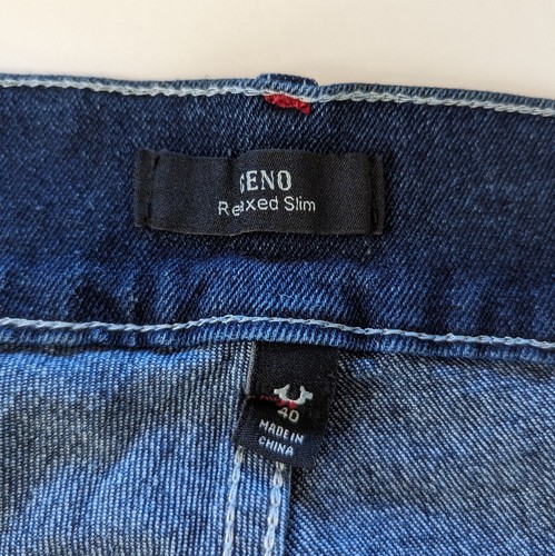 True Religion Herren 40x32 Geno entspannt schmale Denim Jeans Klappe Tasche dunkelblau neu - Bild 6 von 8