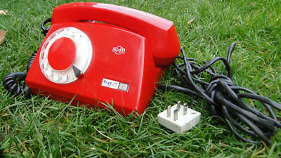VINTAGE SOWJETPOLEN WÄHLSCHEIBENTELEFON POLEN RWT ELEKTRIMASTER ROTE FARBE