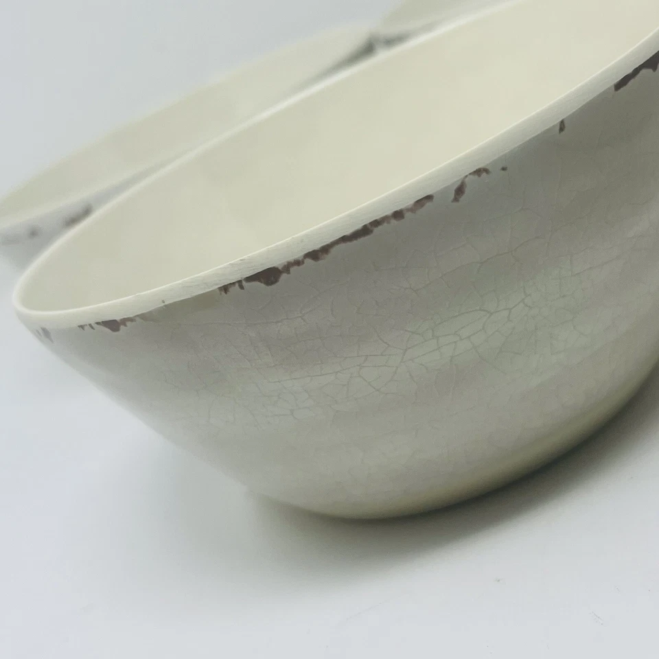 "Juego de 4 cuencos de cereal IL Mulino rústicos marfil craquelado 6"" melamina Patioware" Foto 3 de 4