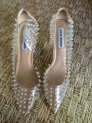 NEW Steve Madden Tolima Clear Spiked Stiletto Heels Pumps - Main Image