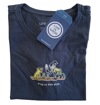 Life Is Good SS Shirt Crusher Tee JACKIE PLAY IN THE DIRT Rocket 42in Womens L