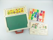 Fisher Price 176 School Days Desk Vintage 1972 Activity Card Letters Tray