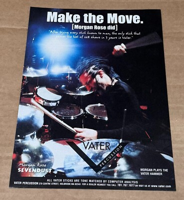 Morgan Rose of Sevendust - Vater Percussion - 2001 Print Advertisement
