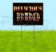 DELICIOUS BBQ 18x24 Yard Sign WITH STAKE Corrugated Bandit USA BUSINESS GRILL
