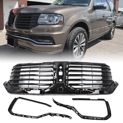 for 2015-2017 Lincoln Navigator Front Upper Grille Gloss Black