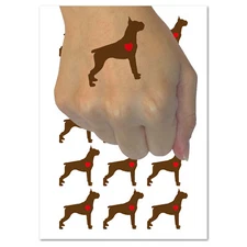 Boxer Dog with Heart Temporary Tattoo Water Resistant Fake Body Art Set
