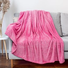 Pink 50 x 60" Fleece Blanket Fuzzy Flannel Plush Sofa Throw Travel Houseware