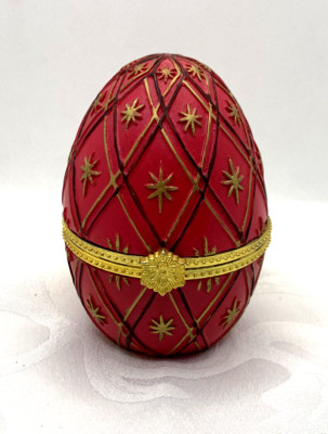 Faberge Egg Pink Gold 3.5 /9cm Tall Ceramic Easter Vintage Paques Gift Collect