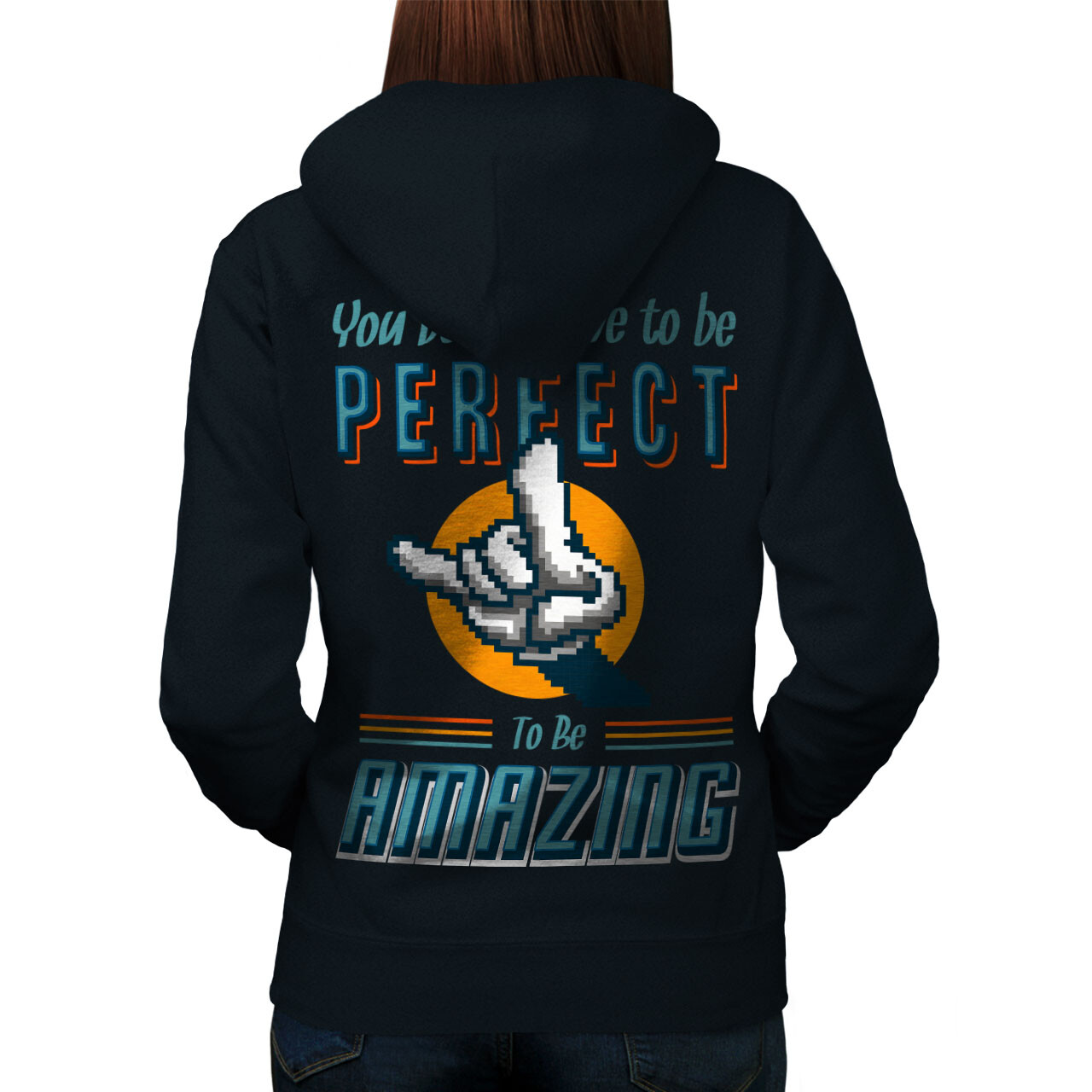 Wellcoda Be Amazing Motivation Womens Hoodie Back