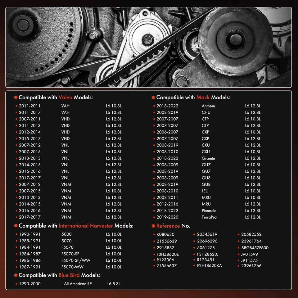 Cinturón serpentino 63,04 pulgadas para cosechadora internacional Volvo VAH Mack Blue Bird Foto 2 de 4