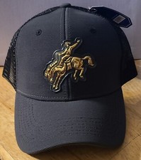 COWBOY RIDING HORSE RODEO SNAPBACK MESH BACK BASEBALL CAP GRAY BLACK