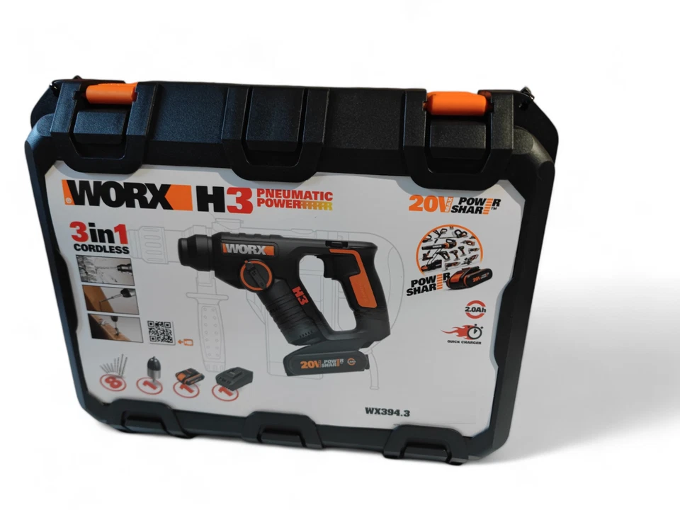 WORX WX394.3 Akku-Bohrhammer inkl Akku und Ladegerät