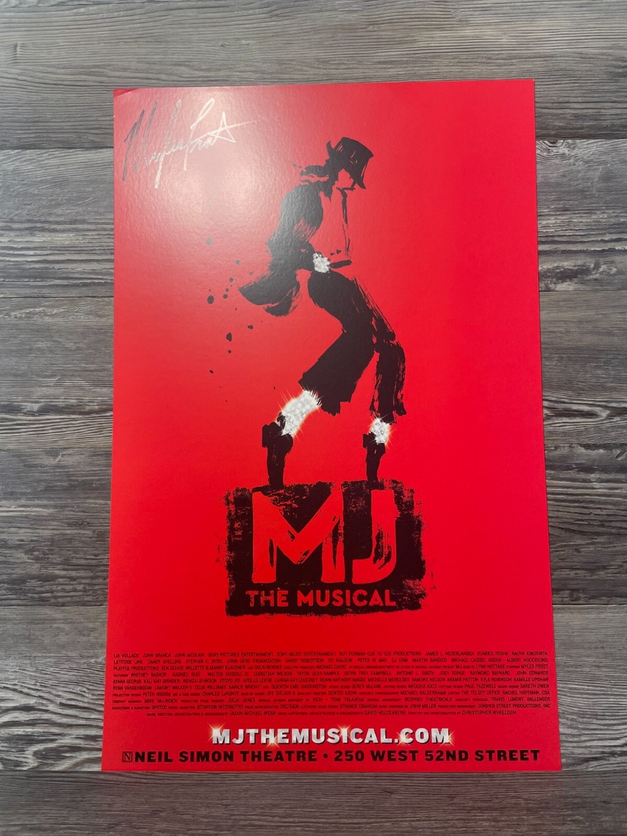 CAST SIGNED, MJ THE MUSICAL, BROADWAY WINDOW CARD/POSTER MYLES