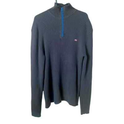 Vintage 90s Polo Jeans Co. RalphLauren Quarter Zip Navy Blue Ribbed Sweater
