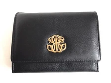 NEW Liz Claiborne Black Leather Wallet & ID Holder - Small Wallet with Chain