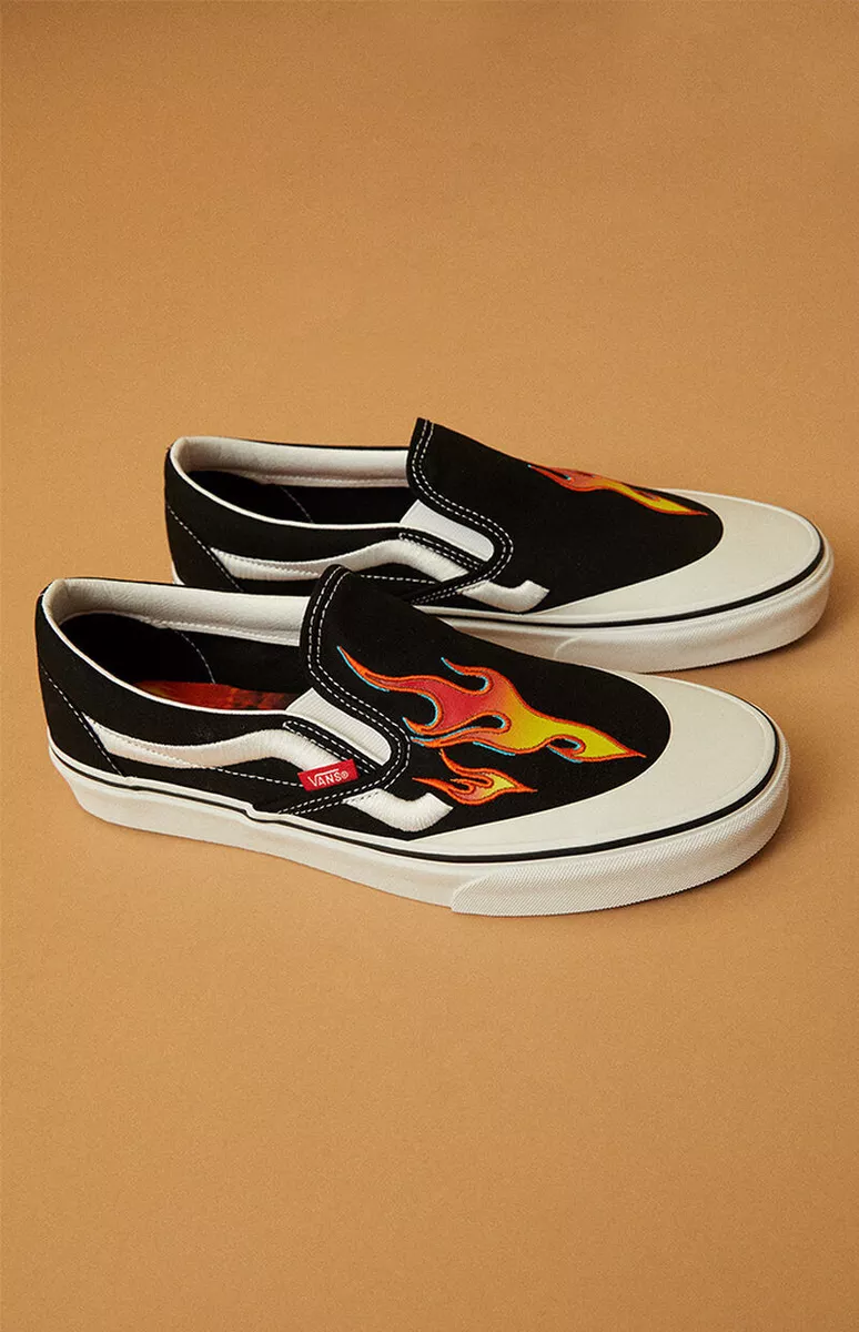 Vans Slip-on Black Flames Asap Rocky Men's Casual Fashion Skate Shoes  Sneakers