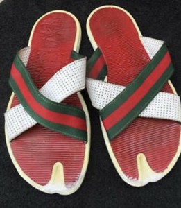 green and red gucci flip flops