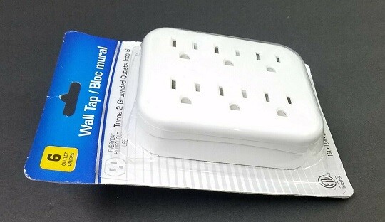 6 Outlet plug Wall Tap Grounded Plug Adapter LOT of 1x 2x 4x or 6x ...