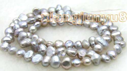 6-7mm BAROQUE Natural Freshwater Gray Pearl Loose Beads for Jewelry Making 14" - 第 1/4 張圖片