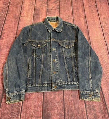 VINTAGE LEVI'S 70503 04 Denim Trucker Jacke Blau Jeans Gr. M Made in Tunisia