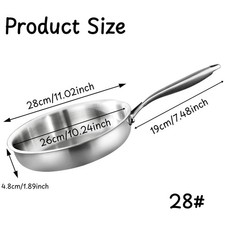 Stainless Steel Frying Pan Non-Stick Pan Fried Steak Pot Uncoated Kitchen26/28cm