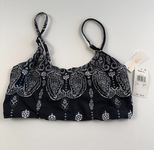 Raisins Adjustable Straps Bikini Top Black White Size M NWT