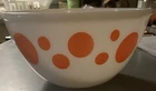 VINTAGE HAZEL ATLAS ORANGE POLKA DOT 8 1/4" DIAMETER MIXING NESTING BOWL
