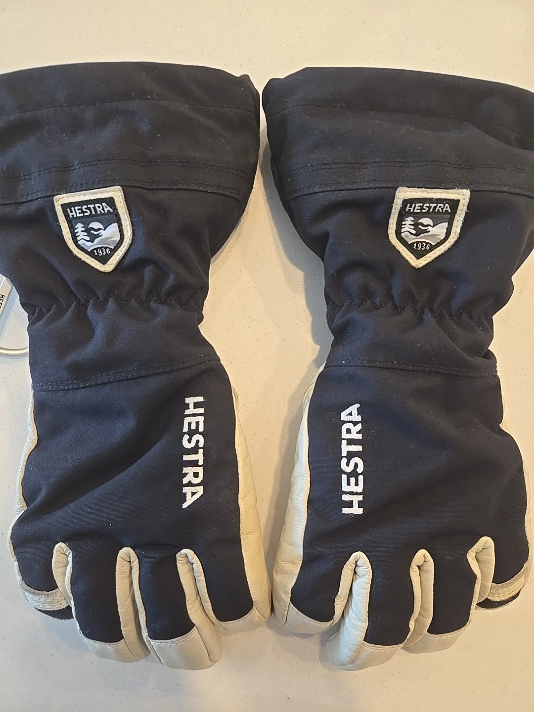 Hestra Army Leather Heli Ski 5 Finger Size 7 Black Used Skiing Snowboarding
