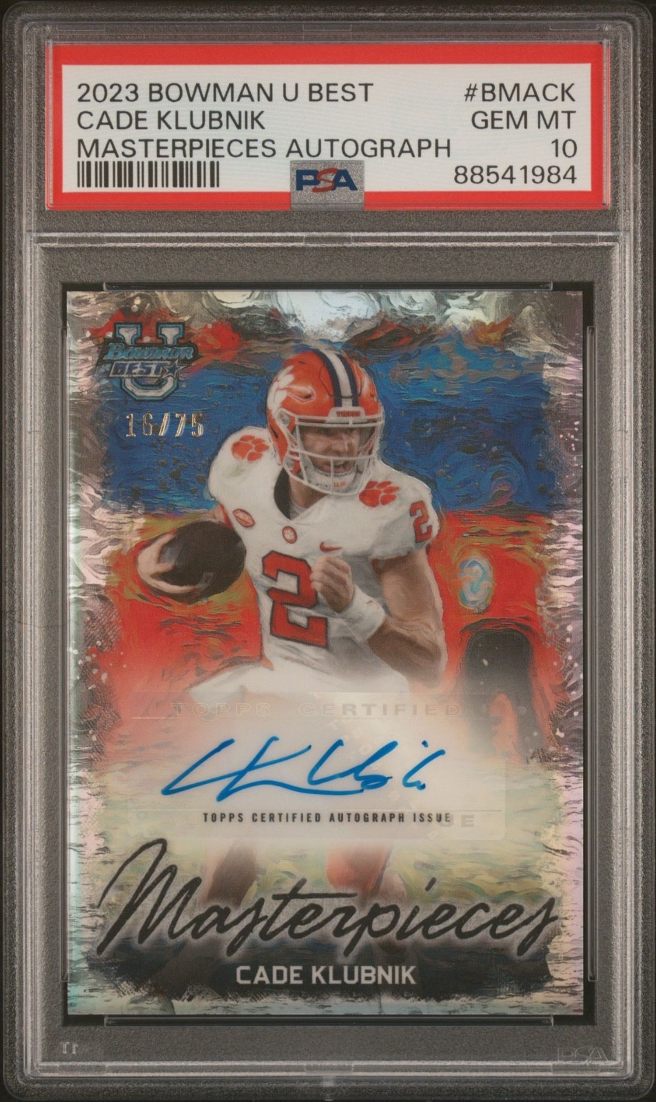 2023 Bowman U Best Cade Klubnik Masterpieces Auto /75 #BMA-CK PSA 10 Gem Mint