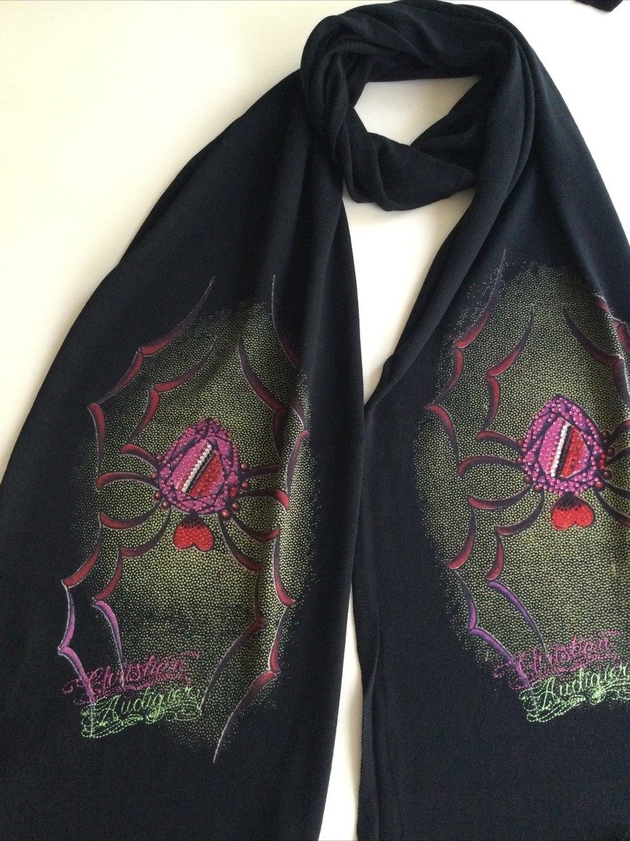 Ed Hardy by Christian Audigier Black/Green Spiders Scarf | eBay