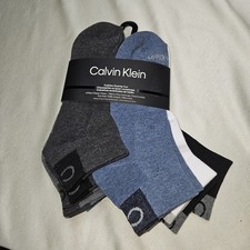 Calvin Klein 6-Pair Men's Cushion Quarter Cut Socks  Blue/Gray/White/Black