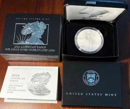 2024-W American Silver Eagle Uncirculated Dollar.  1.0 Troy Oz. Silver. OGP/COA